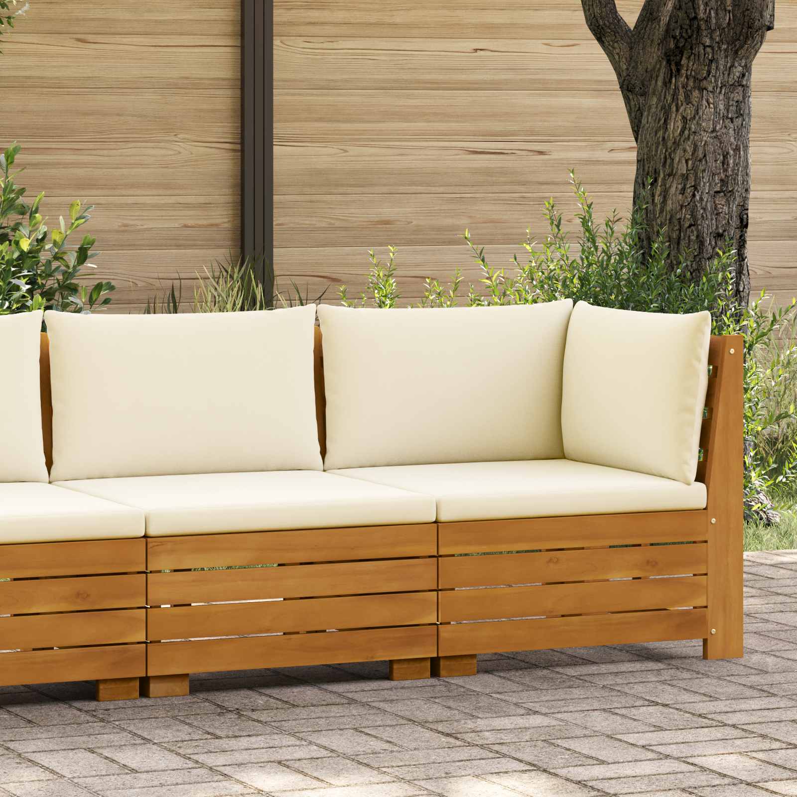 Garden Lounge Set with Cushion 2 Piece Brown Solid Acacia Wood