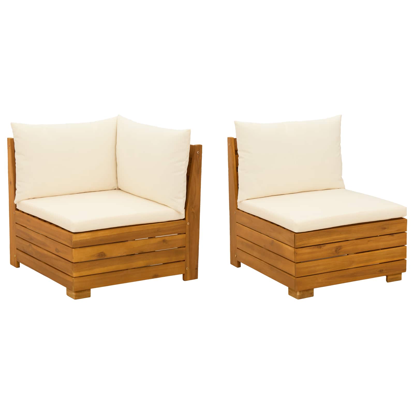 Garden Lounge Set with Cushion 2 Piece Brown Solid Acacia Wood