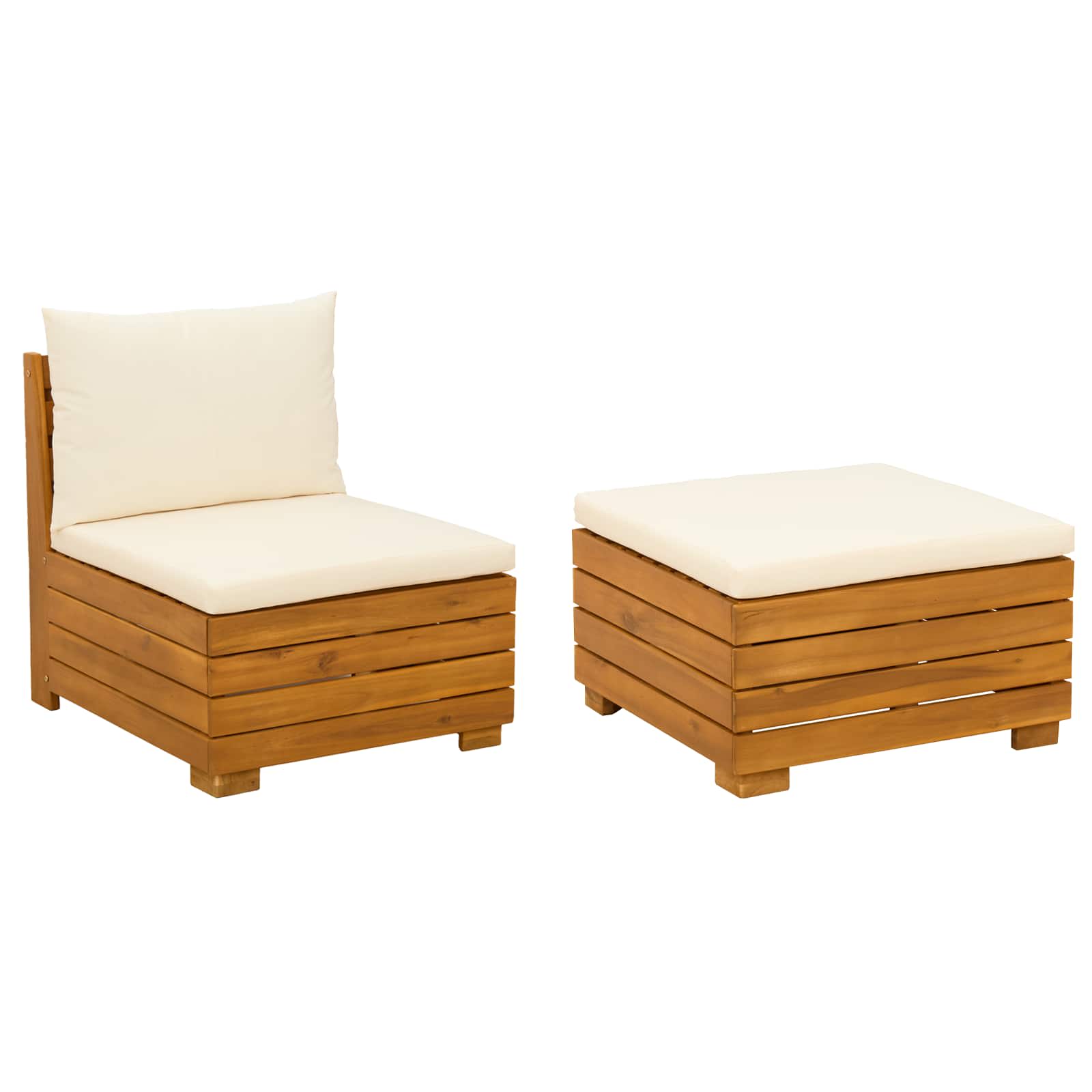 Garden Lounge Set with Cushion 2 Piece Brown Solid Acacia Wood