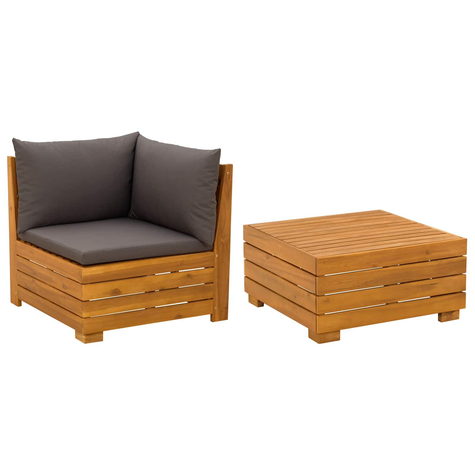 2 Piece Garden Lounge Set Solid Acacia Wood Brown