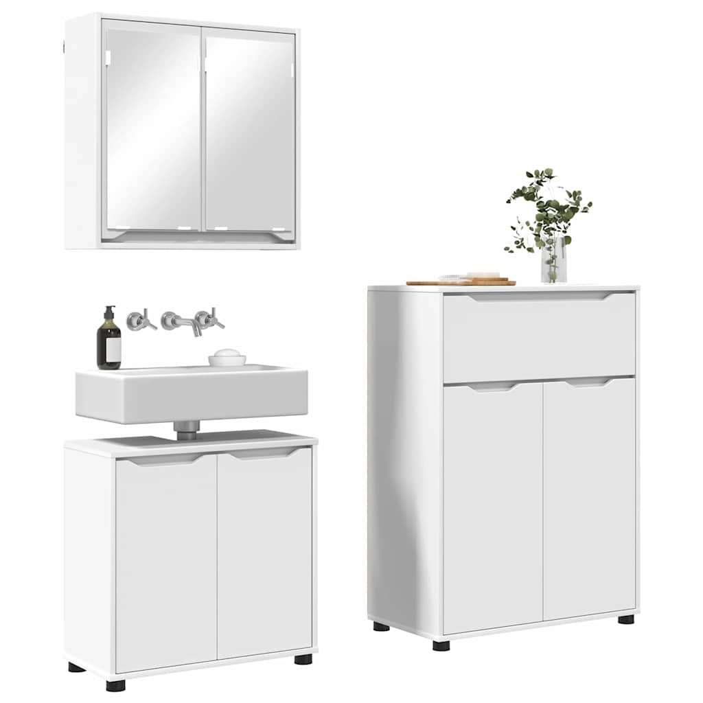 Bathroom Furniture Set with Drawer 3 pcs White Engineered Wood