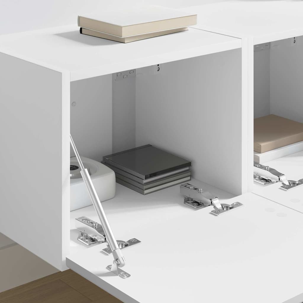 TV Wall Cabinet 2 pcs White Engineered Wood