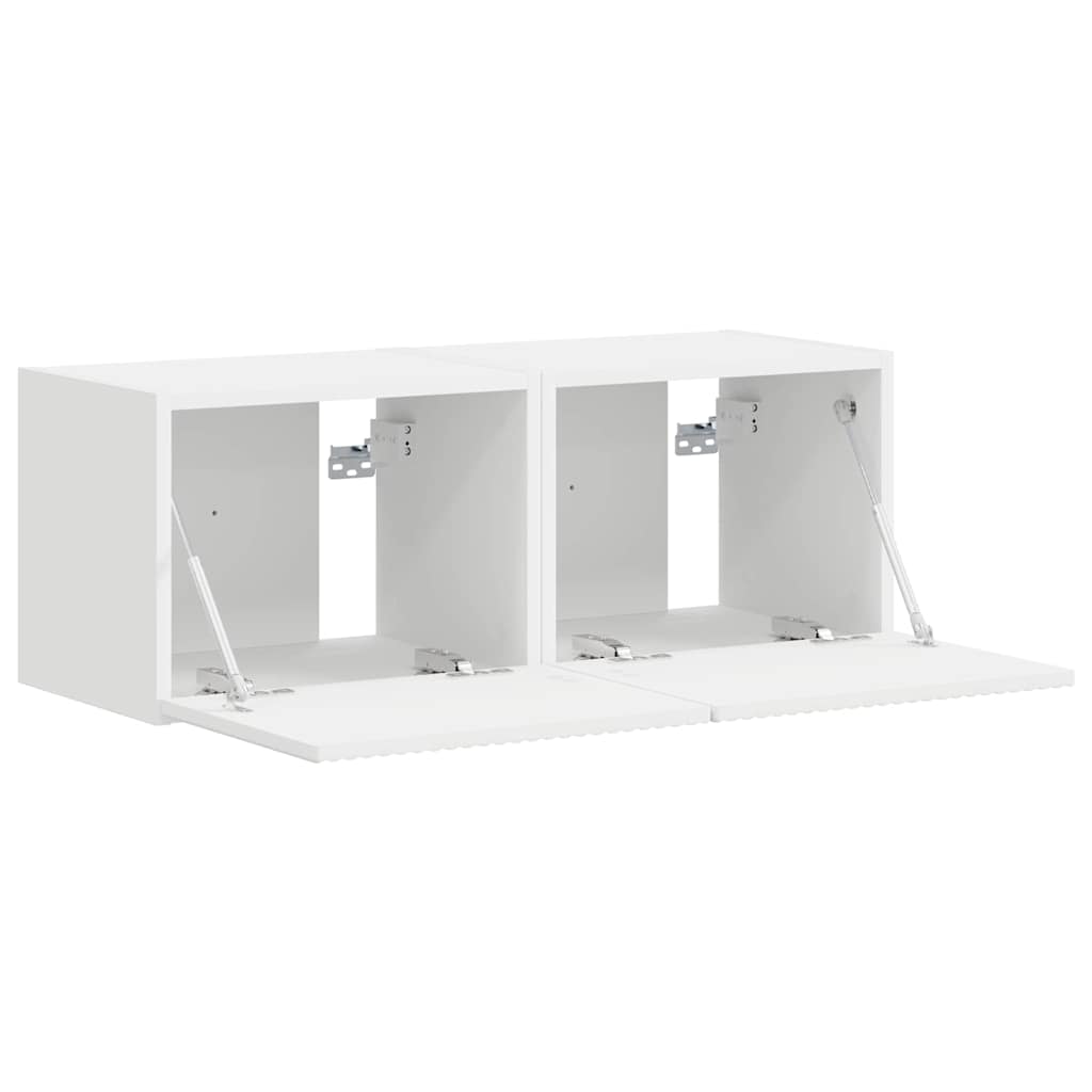 TV Wall Cabinet 2 pcs White Engineered Wood