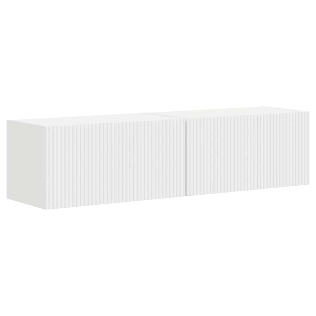 TV Wall Cabinet 2 pcs White Engineered Wood