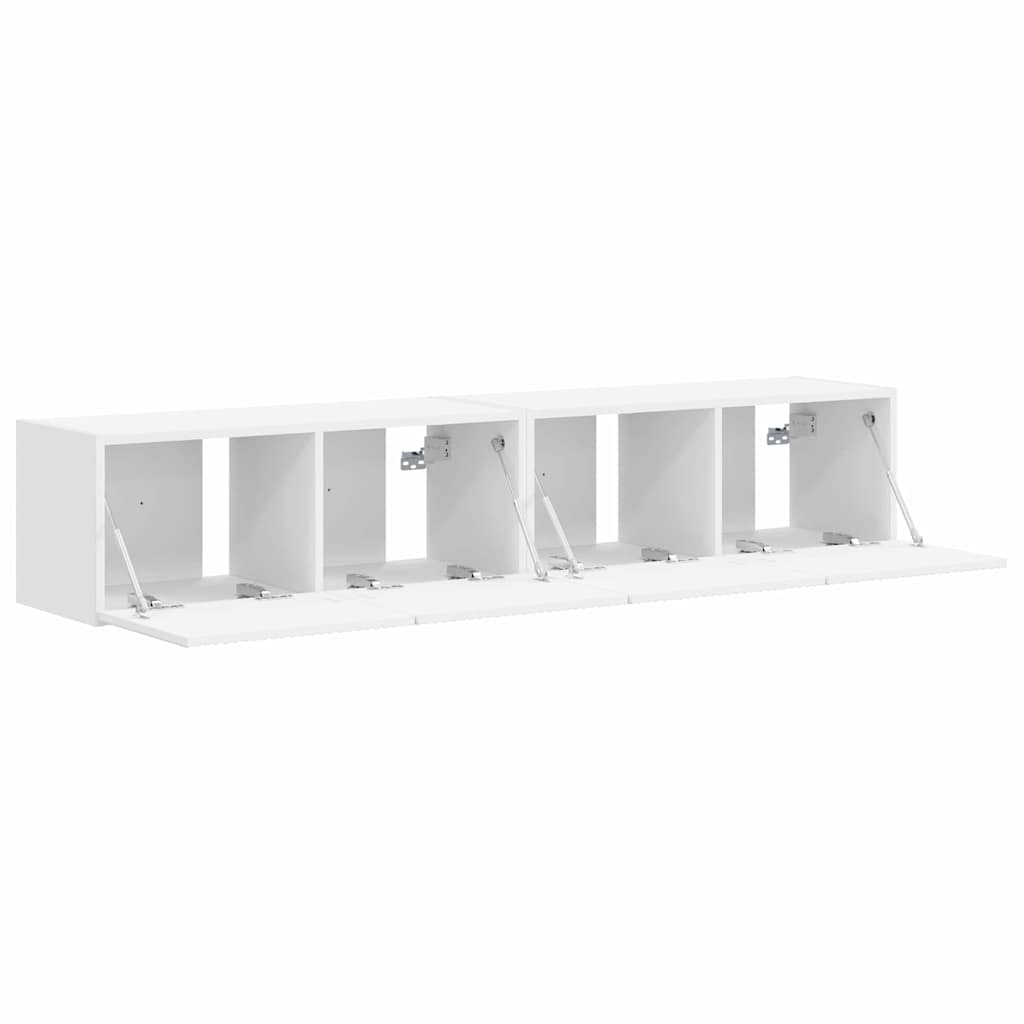 TV Wall Cabinet 2 pcs White Engineered Wood