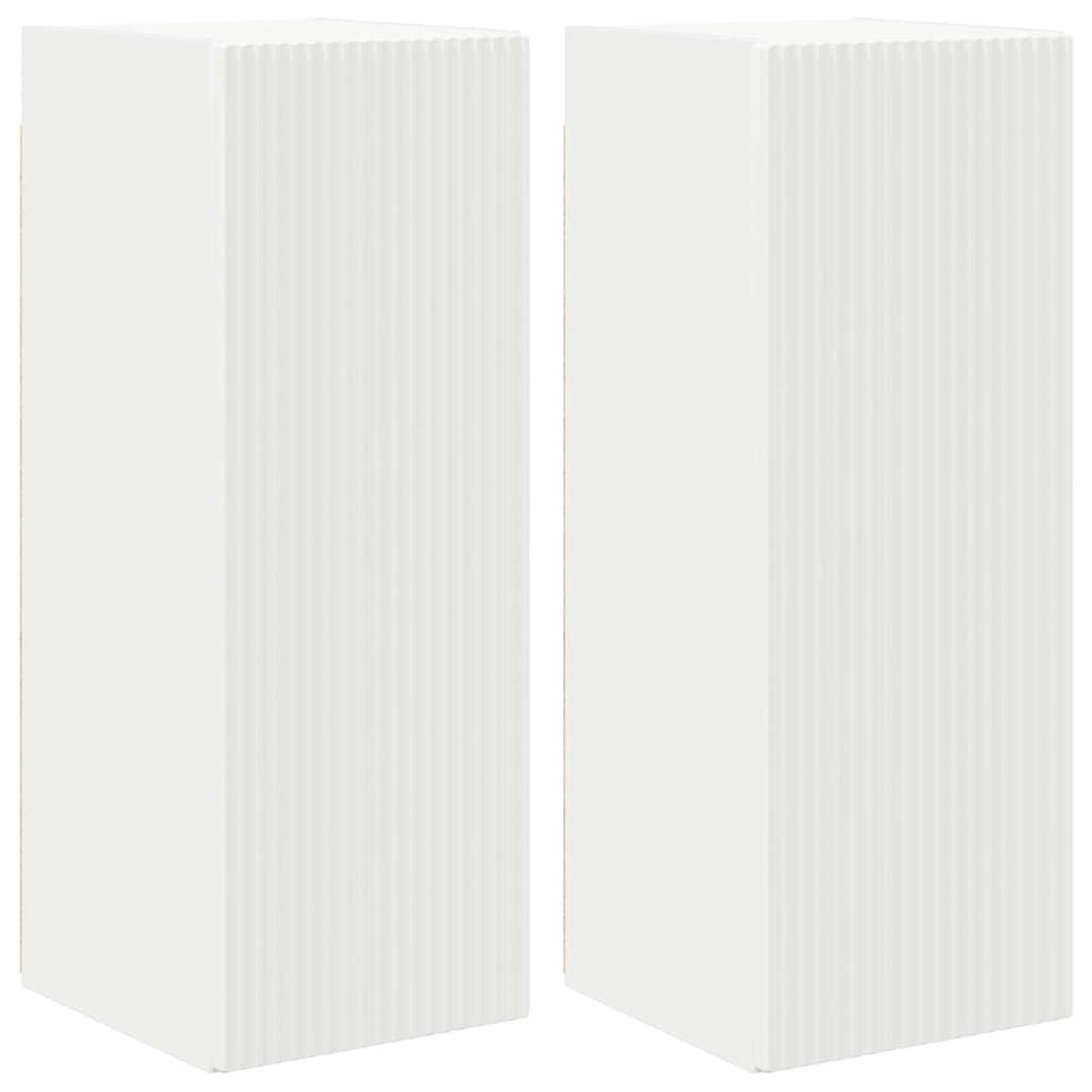 TV Wall Cabinet 2 pcs White Engineered Wood