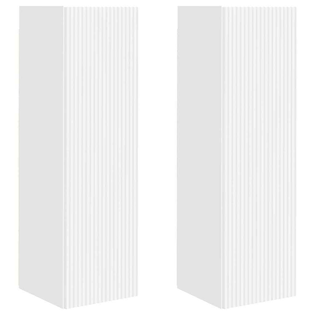 TV Wall Cabinet 2 pcs White Engineered Wood