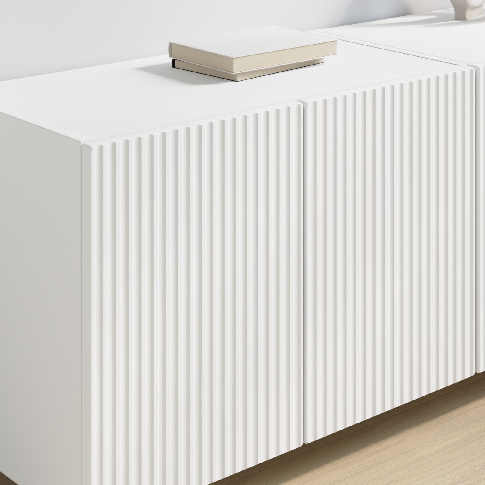 TV Wall Cabinet 2 pcs White Engineered Wood