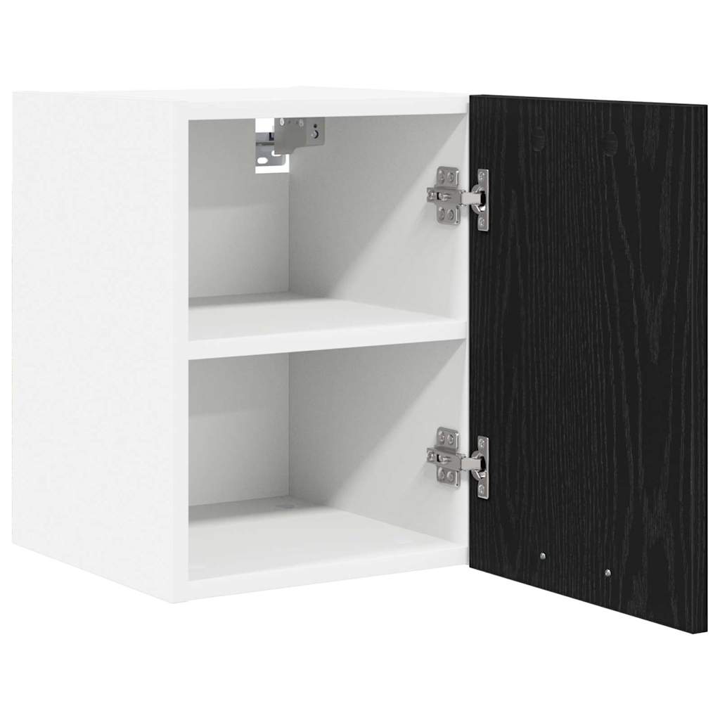 Hanging Cabinet with Door Black Oak and White 30 x 31 x 40 cm