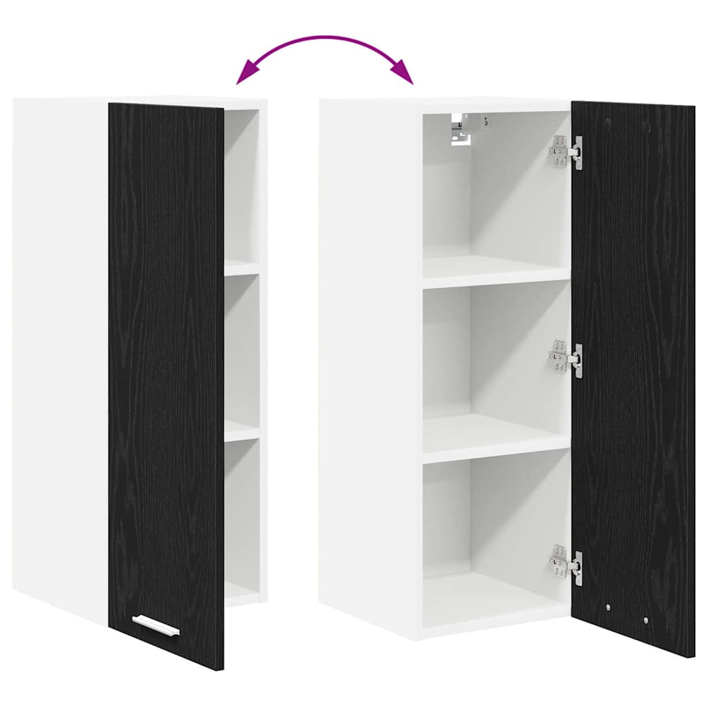 Hanging Cabinet with Door Black Oak and White 30 x 31 x 80 cm