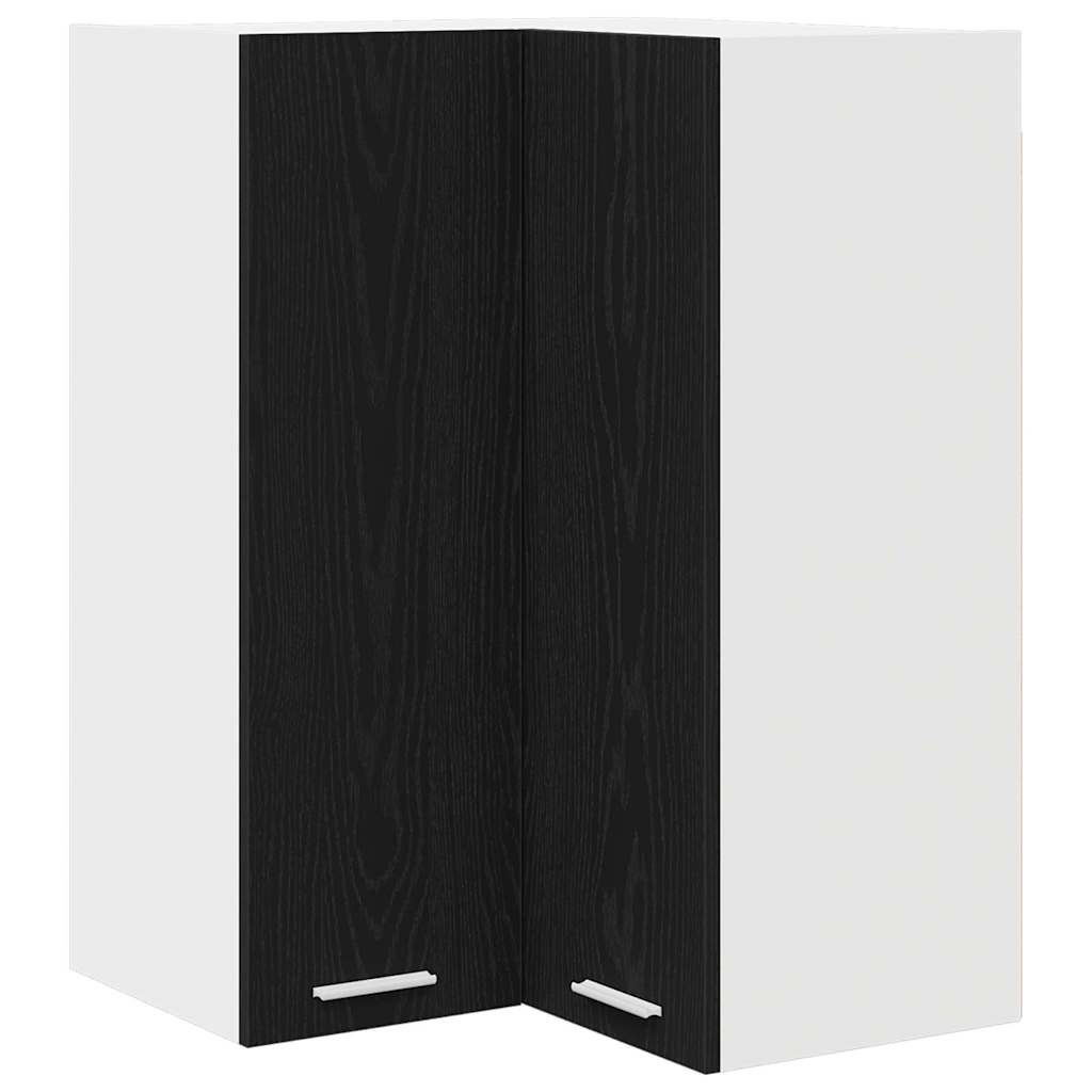 Hanging Cabinet Black Oak and White 57 x 57 x 80 cm