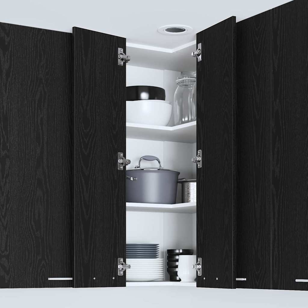 Hanging Cabinet Black Oak and White 57 x 57 x 100 cm