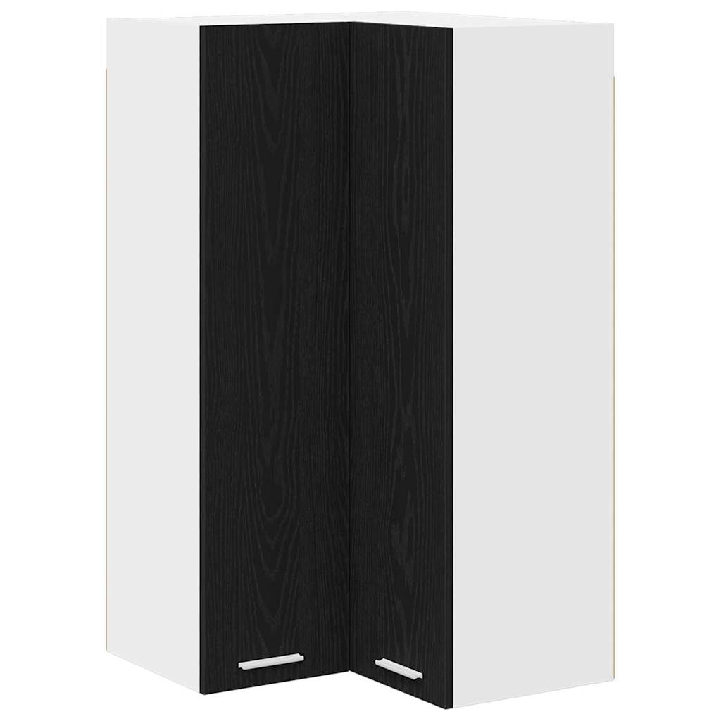 Hanging Cabinet with Door Black Oak and White 57 x 57 x 100 cm