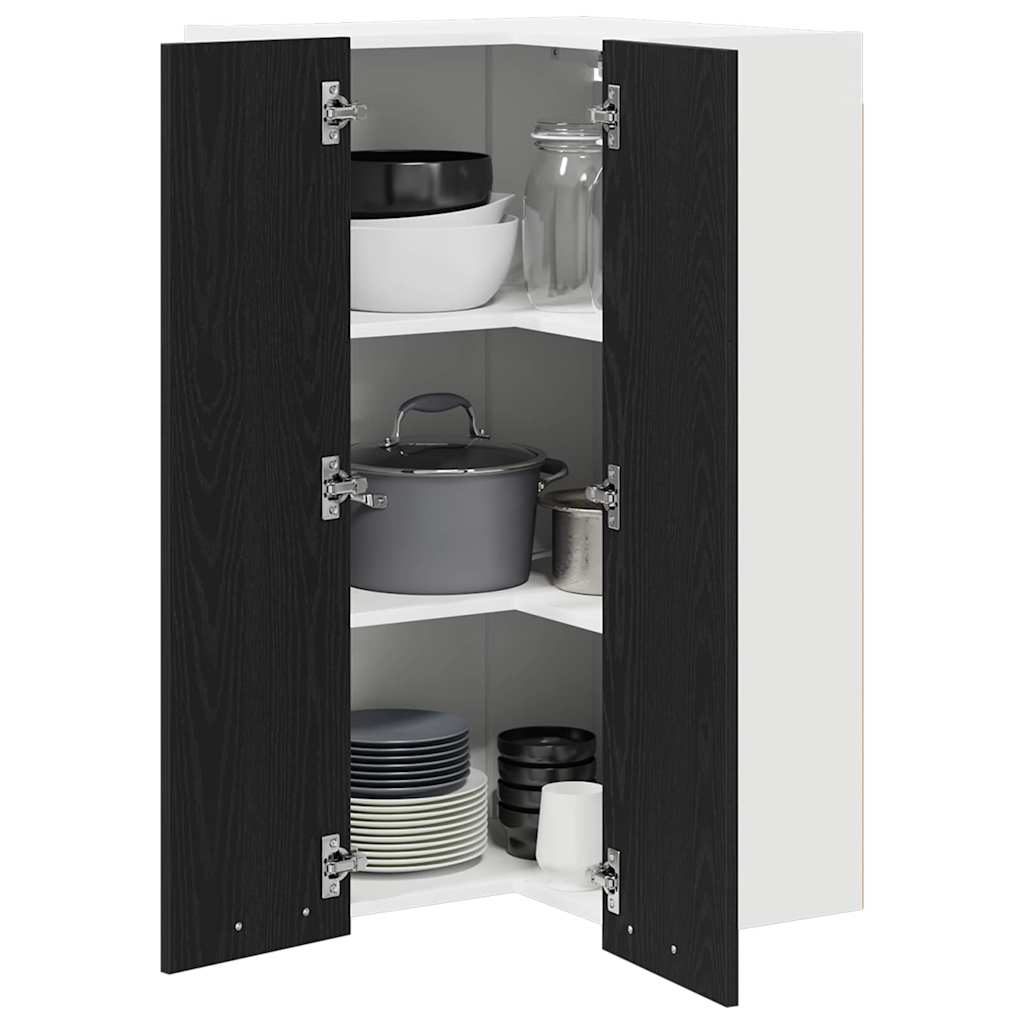 Hanging Cabinet Black Oak and White 57 x 57 x 100 cm