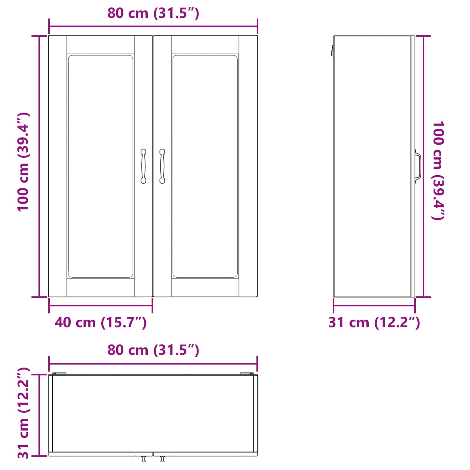 Dishwasher Panel Kalmar High Gloss White 80 x 31 x 100 cm