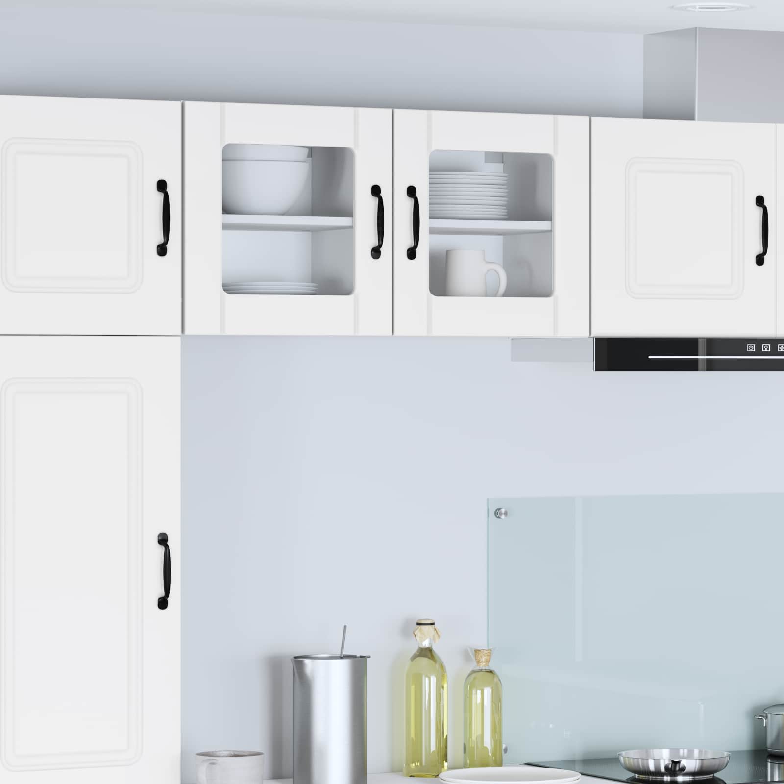 Wall Glass Cabinet LUCCA 2 pcs White Engineered Wood