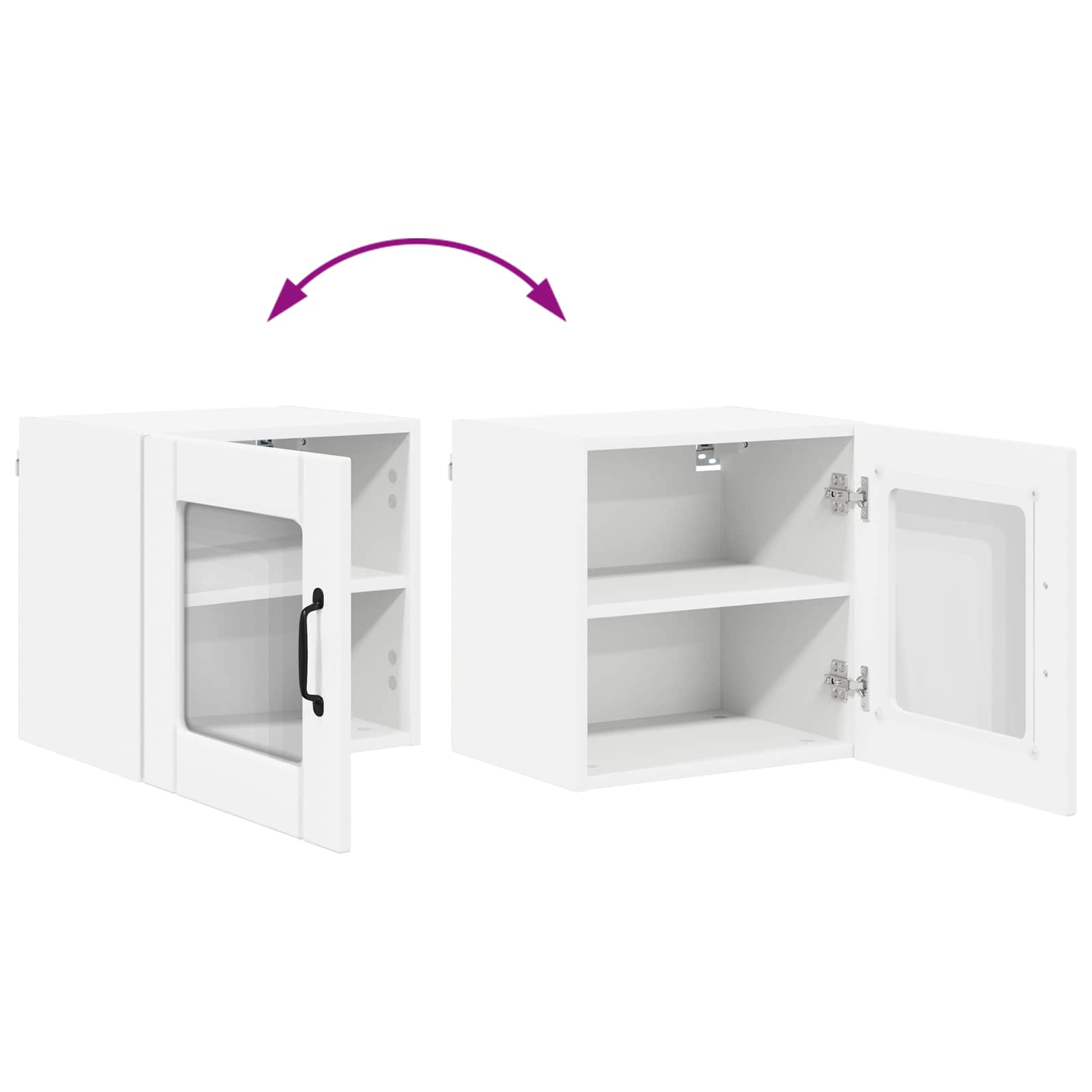 Wall Glass Cabinet LUCCA 2 pcs White Engineered Wood