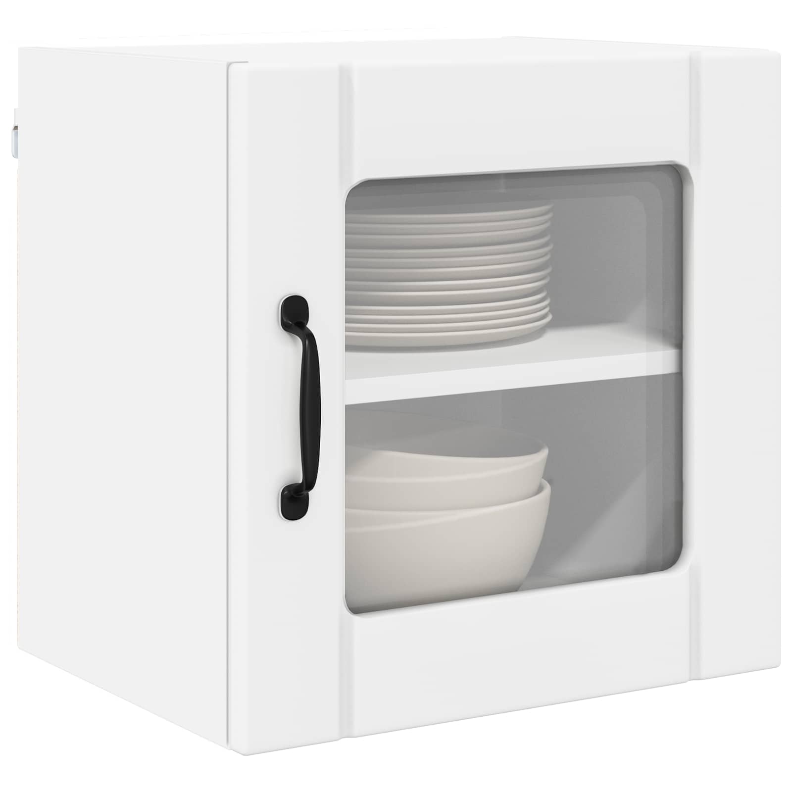 Wall Glass Cabinet LUCCA 2 pcs White Engineered Wood
