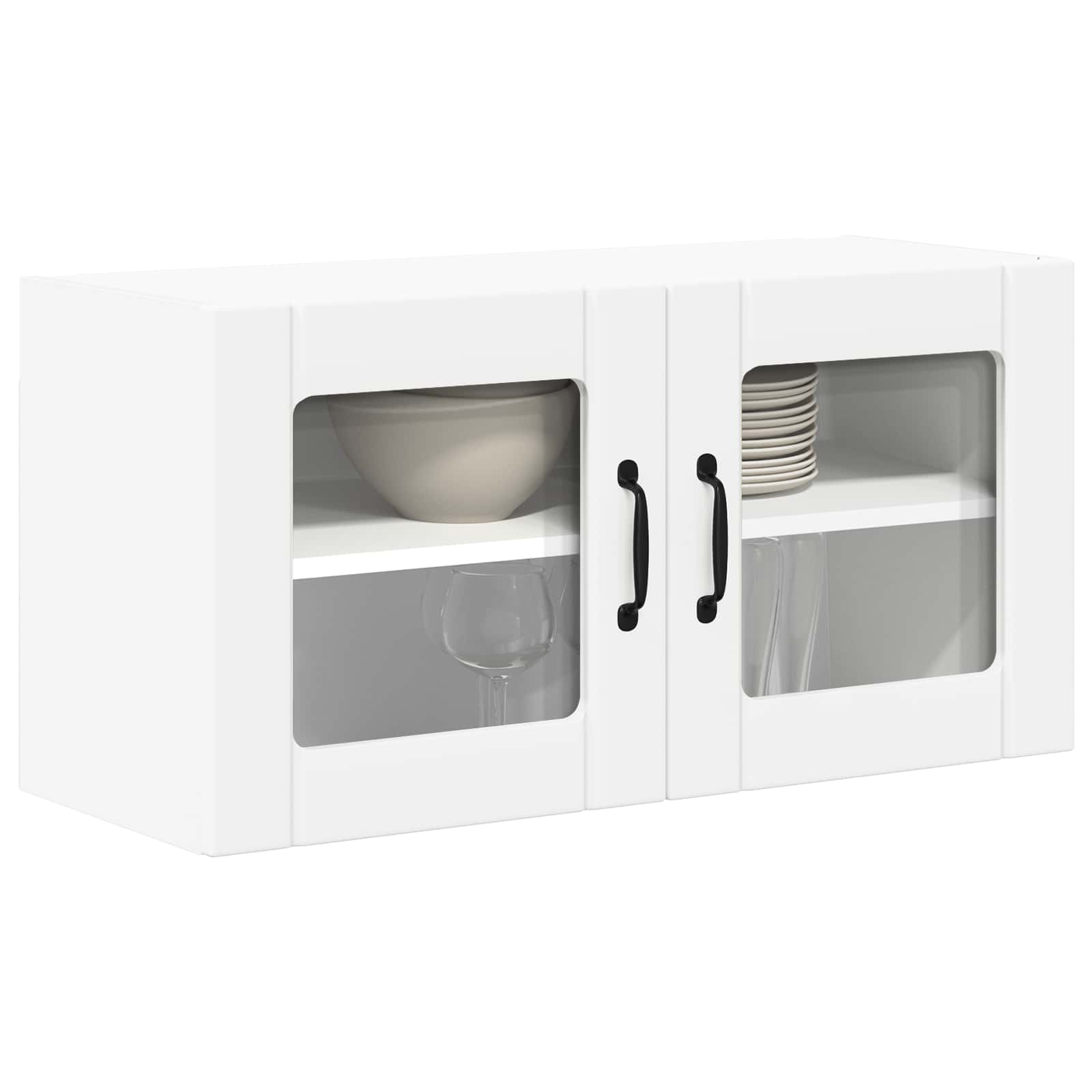 Wall Glass Cabinet LUCCA White 80 x 31 x 40 cm Engineered Wood