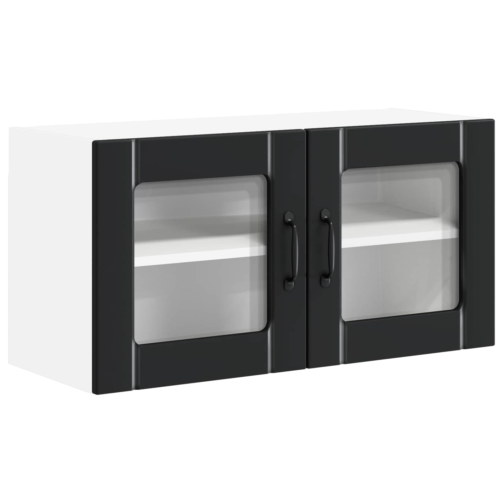Wall Glass Cabinet LUCCA Black 80 x 31 x 40 cm Engineered Wood