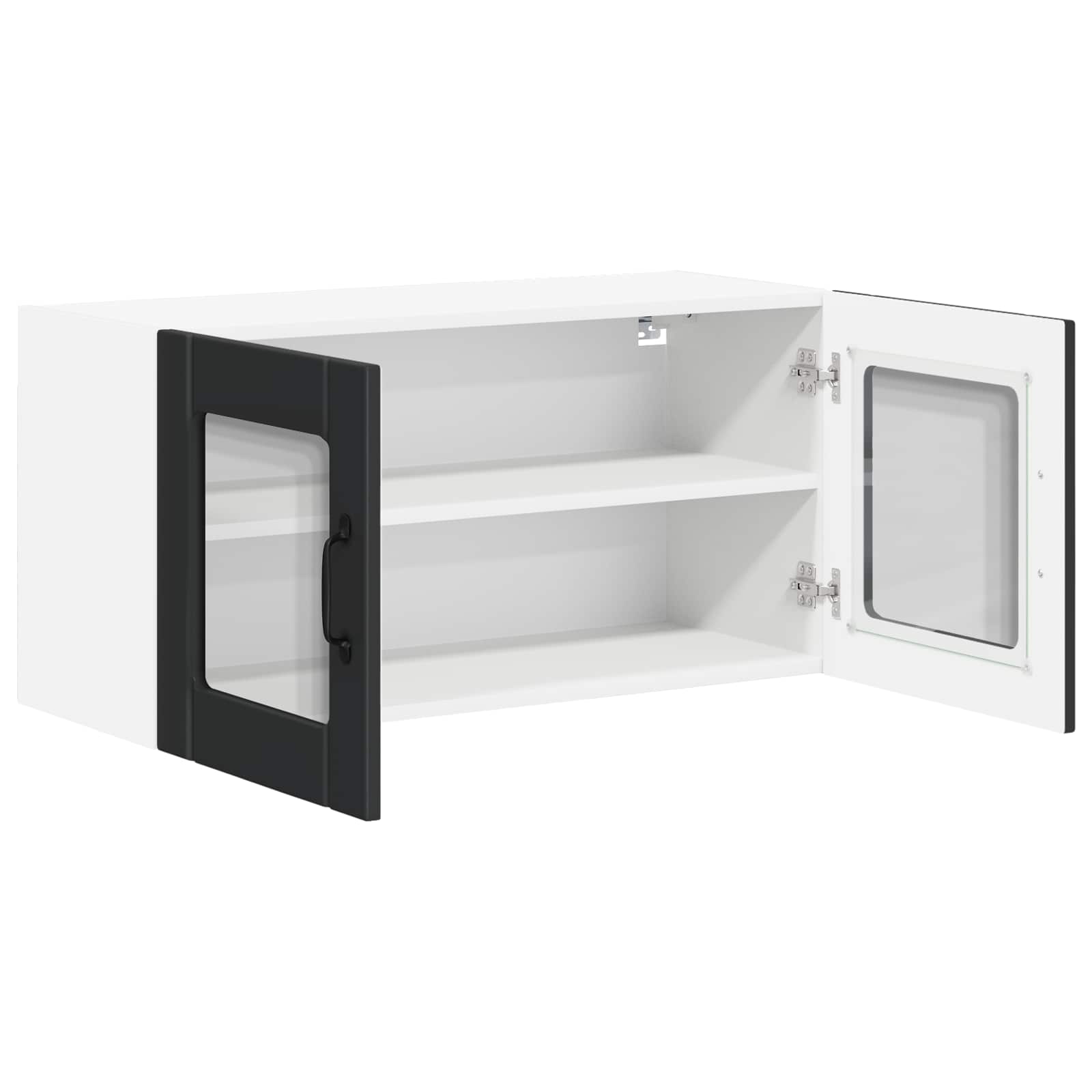 Wall Glass Cabinet LUCCA Black 80 x 31 x 40 cm Engineered Wood