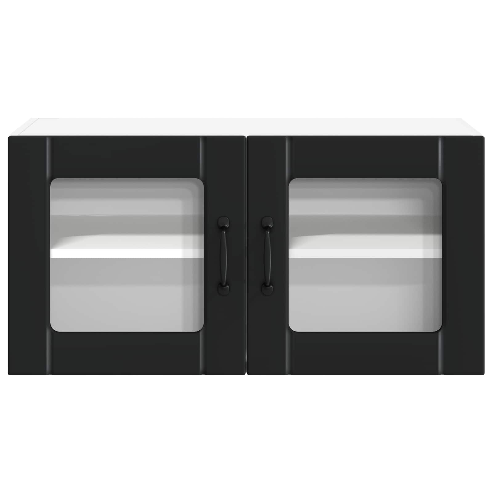 Wall Glass Cabinet LUCCA Black 80 x 31 x 40 cm Engineered Wood