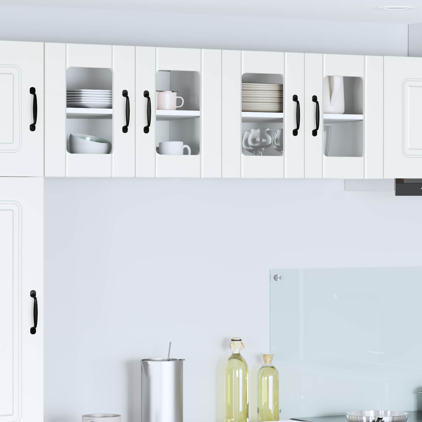 Wall Glass Cabinet LUCCA 2 pcs White Engineered Wood