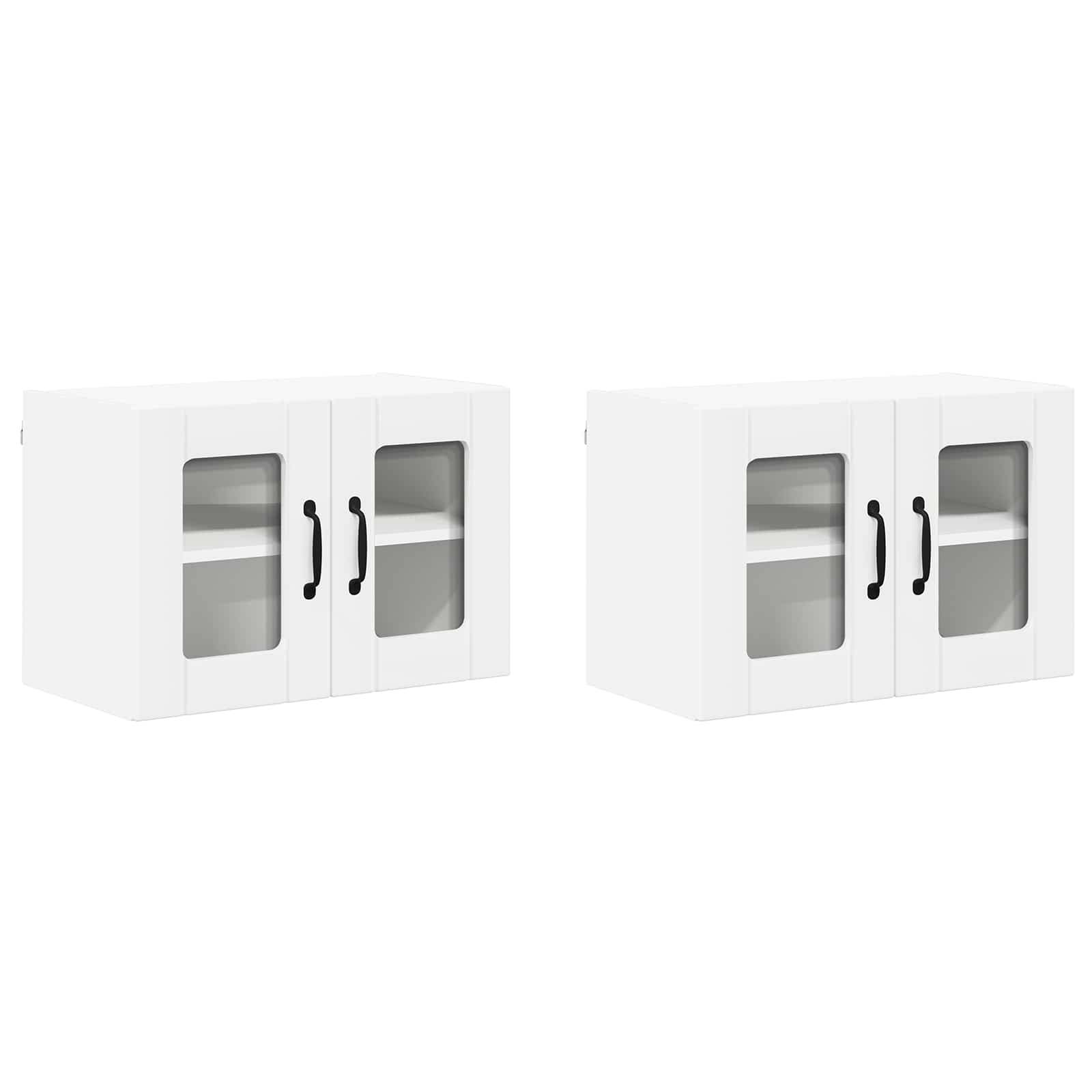 Wall Glass Cabinet LUCCA 2 pcs White Engineered Wood