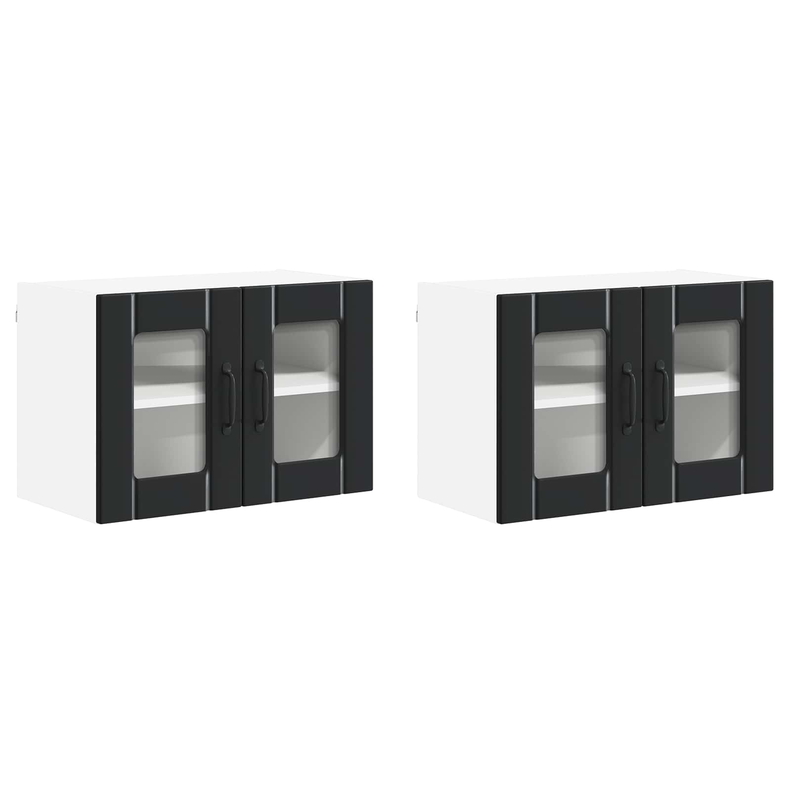 Wall Glass Cabinet LUCCA 2 pcs Black 60 x 31 x 40 cm