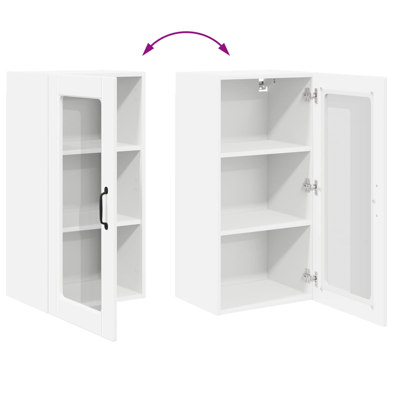 Wall Glass Cabinet LUCCA 2 pcs White Engineered Wood