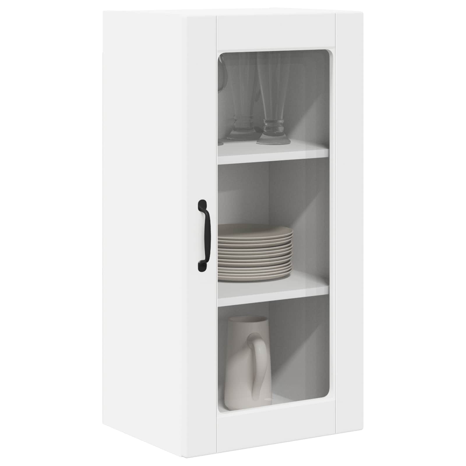 Wall Glass Cabinet LUCCA 2 pcs White Engineered Wood
