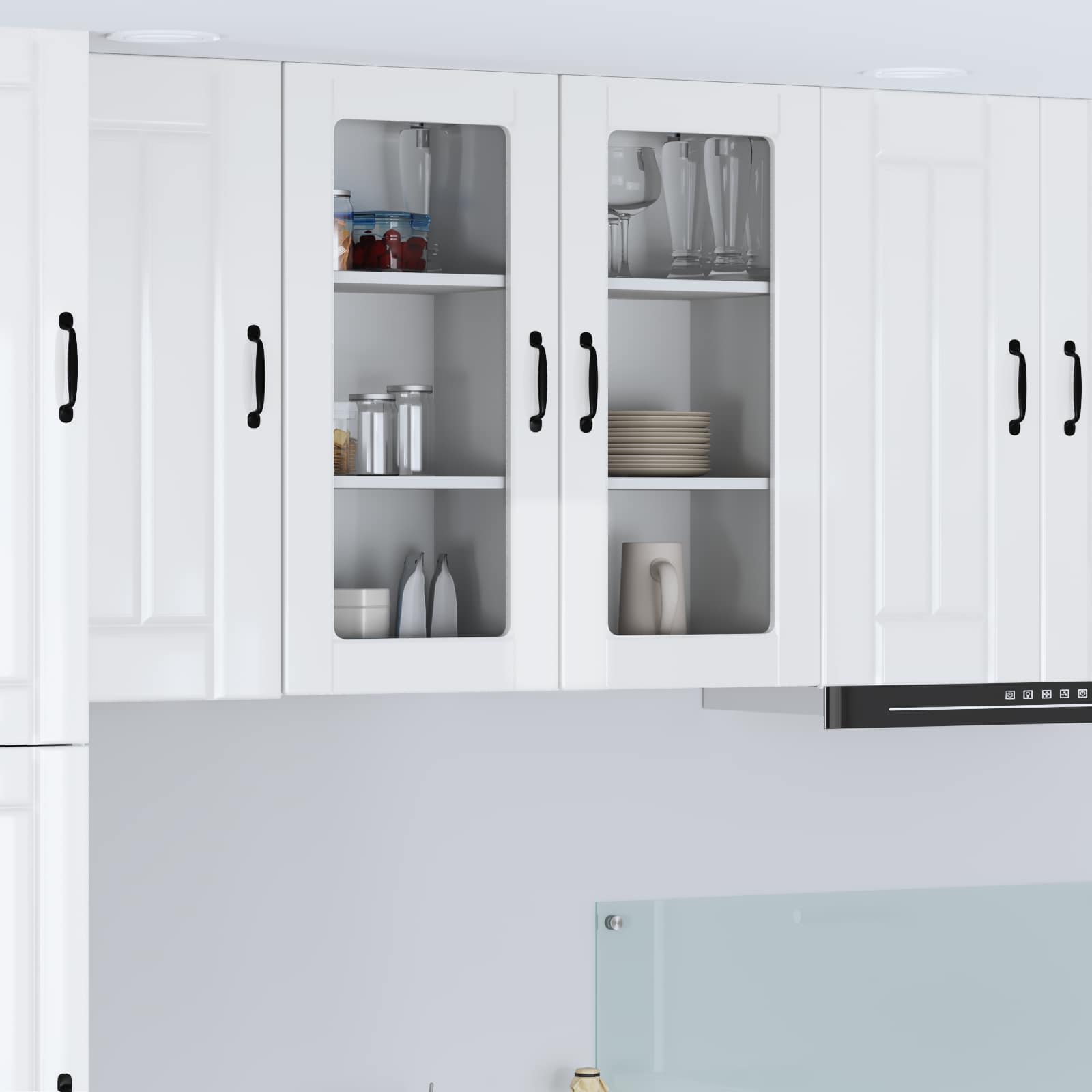 Wall Glass Cabinet LUCCA 2 pcs High Gloss White 40 x 31 x 80 cm