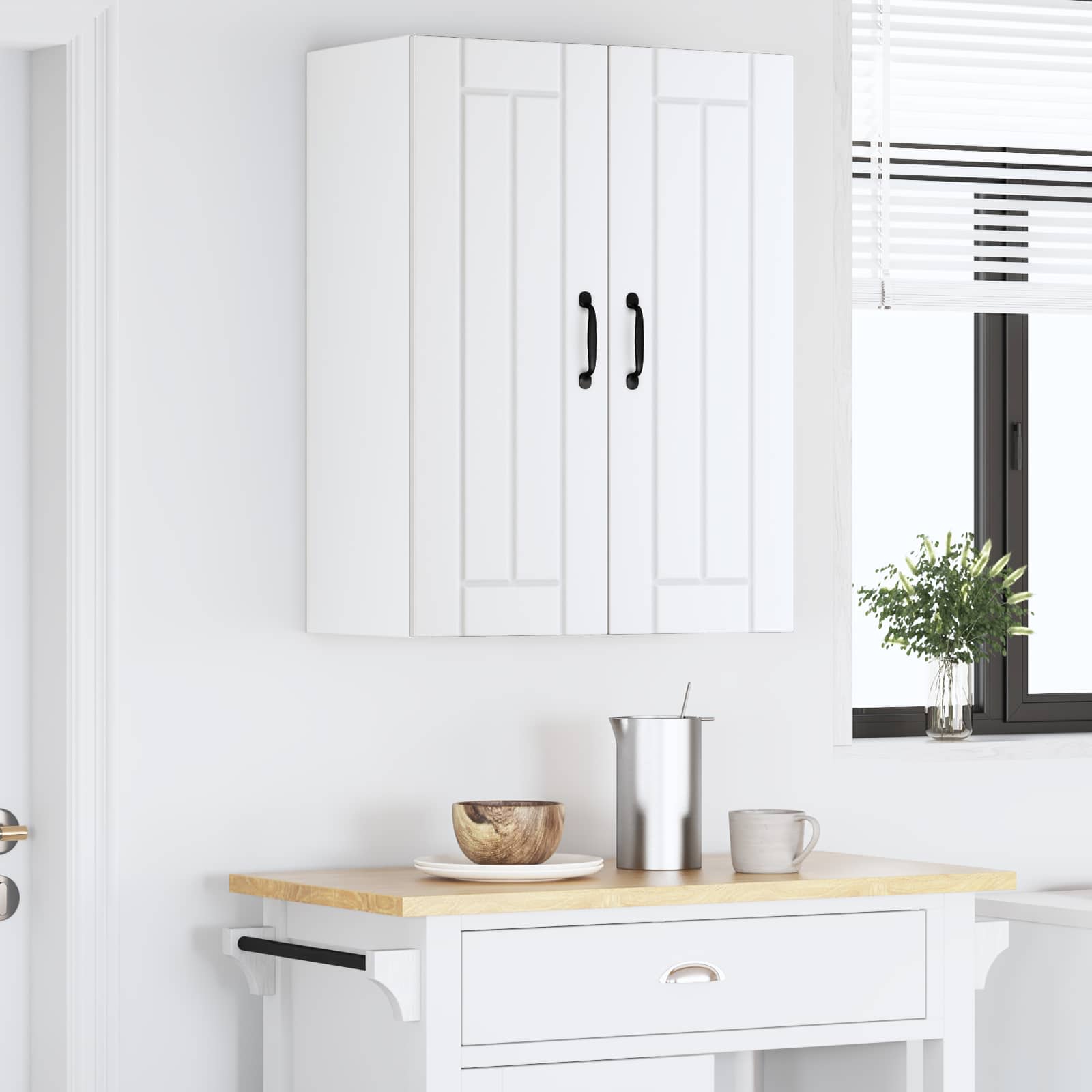 Wall Cabinet LUCCA 2 pcs White Engineered Wood