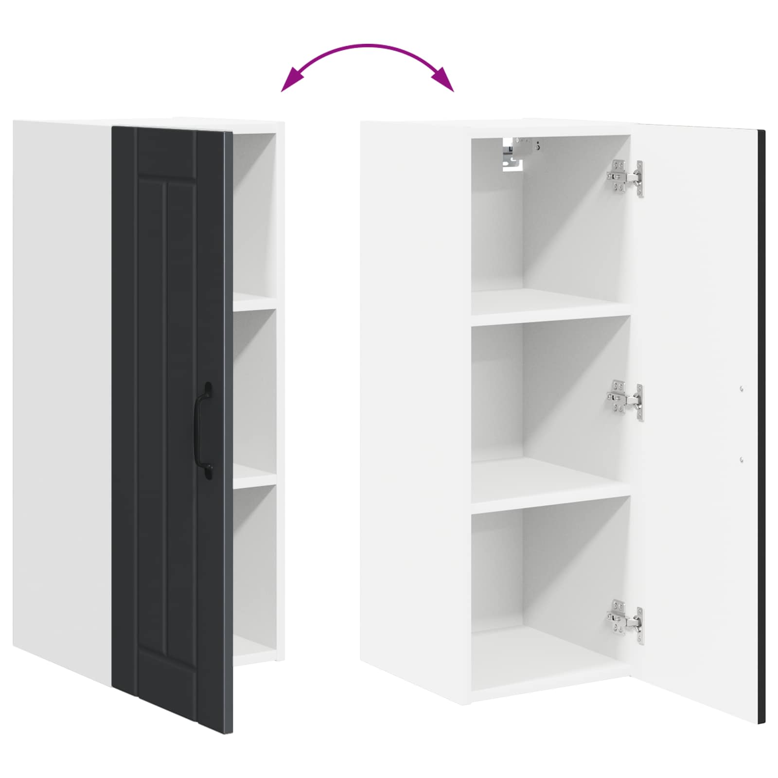 Wall Cabinet LUCCA Black 30 x 31 x 80 cm Engineered Wood