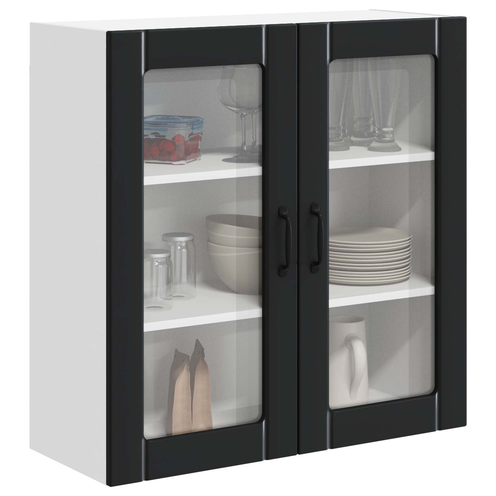 Wall Glass Cabinet LUCCA Black 80 x 31 x 80 cm Engineered Wood