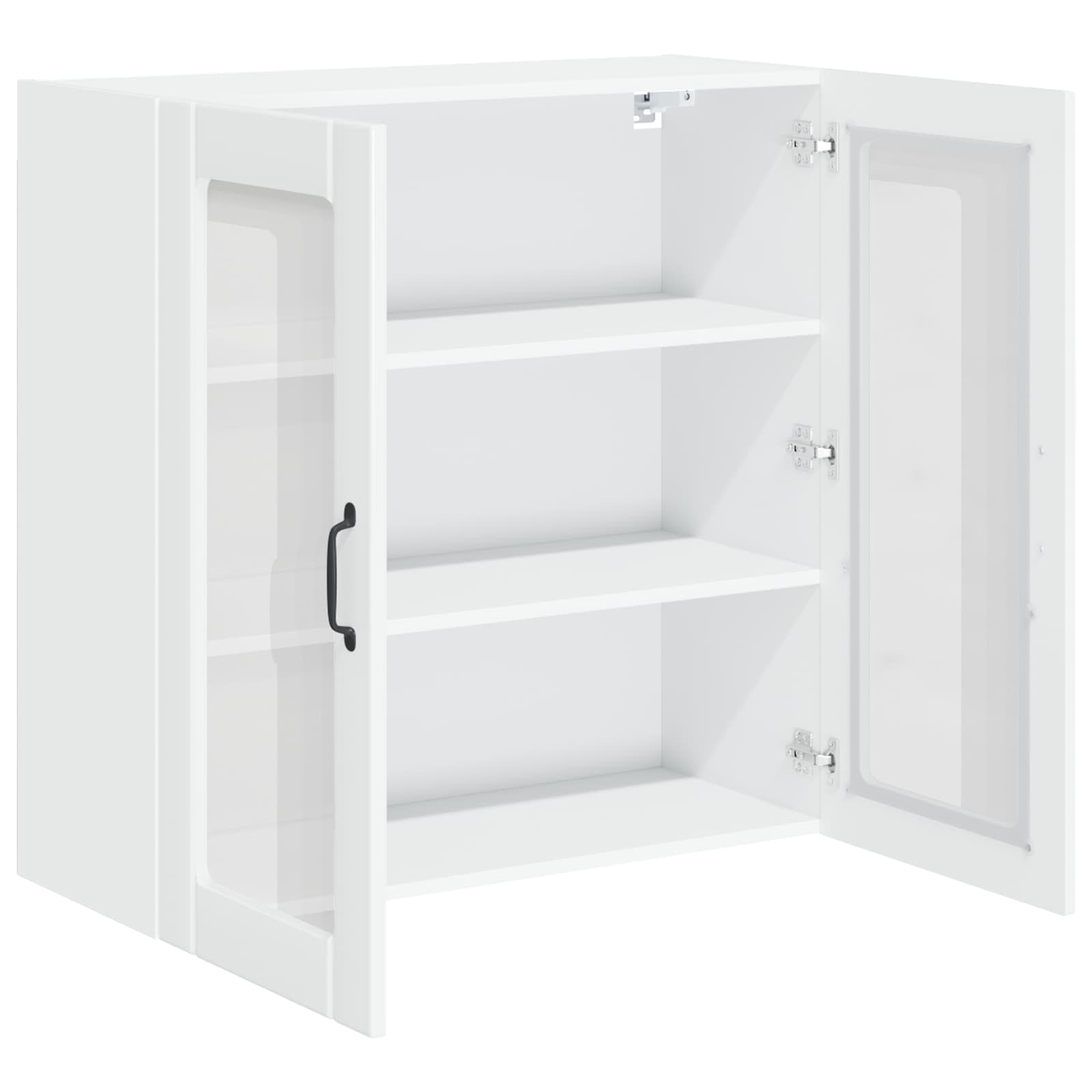 Wall Glass Cabinet LUCCA High Gloss White 80 x 31 x 80 cm