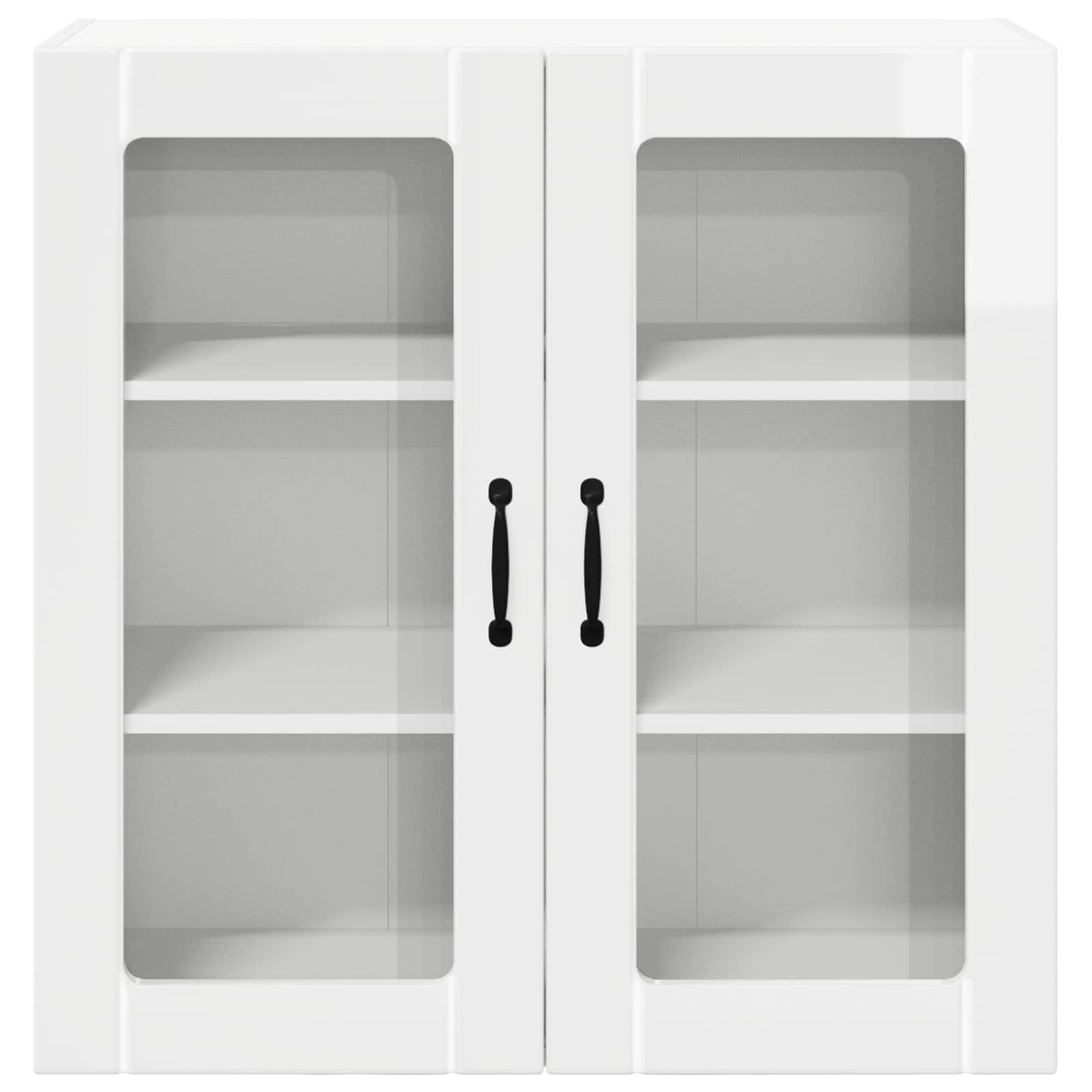 Wall Glass Cabinet LUCCA High Gloss White 80 x 31 x 80 cm