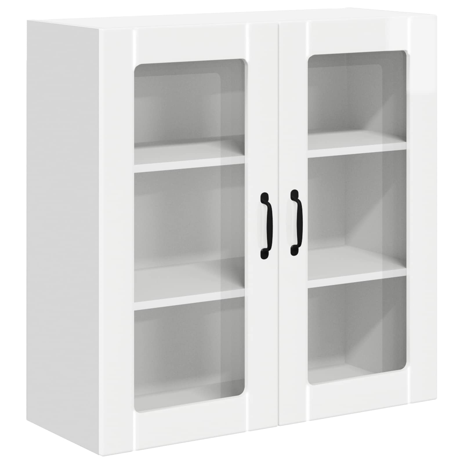 Wall Glass Cabinet LUCCA High Gloss White 80 x 31 x 80 cm