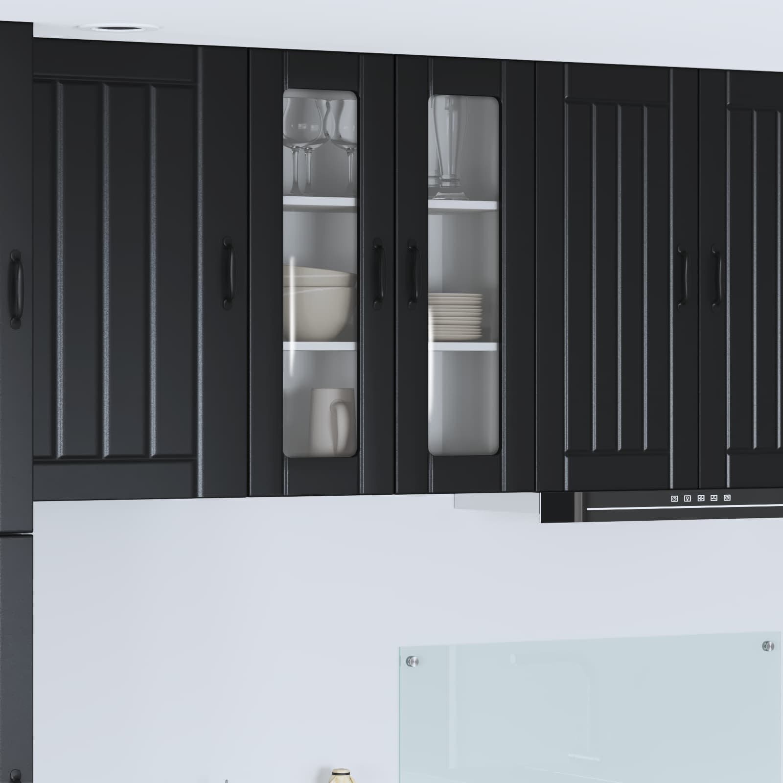 Wall Glass Cabinet LUCCA Black 60 x 31 x 80 cm Engineered Wood