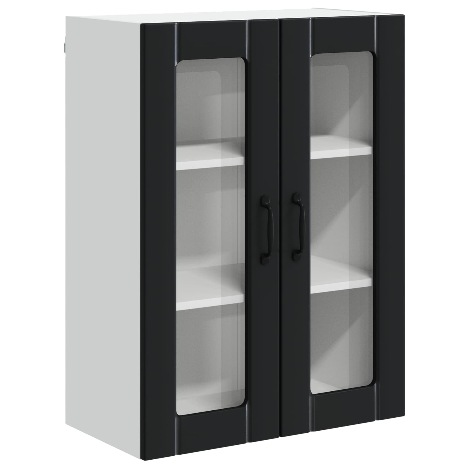Wall Glass Cabinet LUCCA Black 60 x 31 x 80 cm Engineered Wood