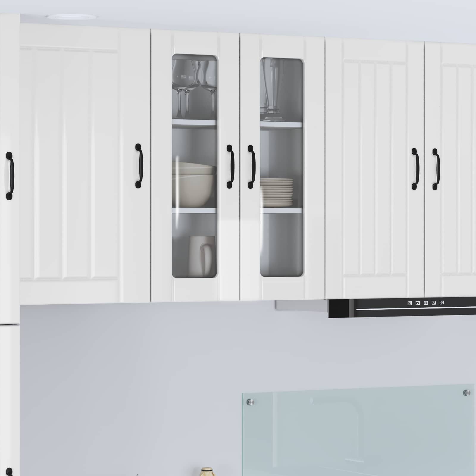 Wall Glass Cabinet LUCCA High Gloss White 60 x 31 x 80 cm