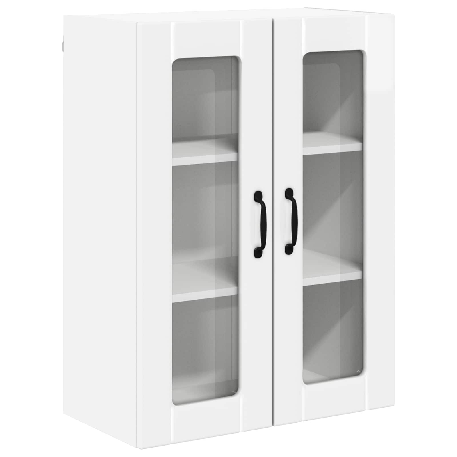 Wall Glass Cabinet LUCCA High Gloss White 60 x 31 x 80 cm