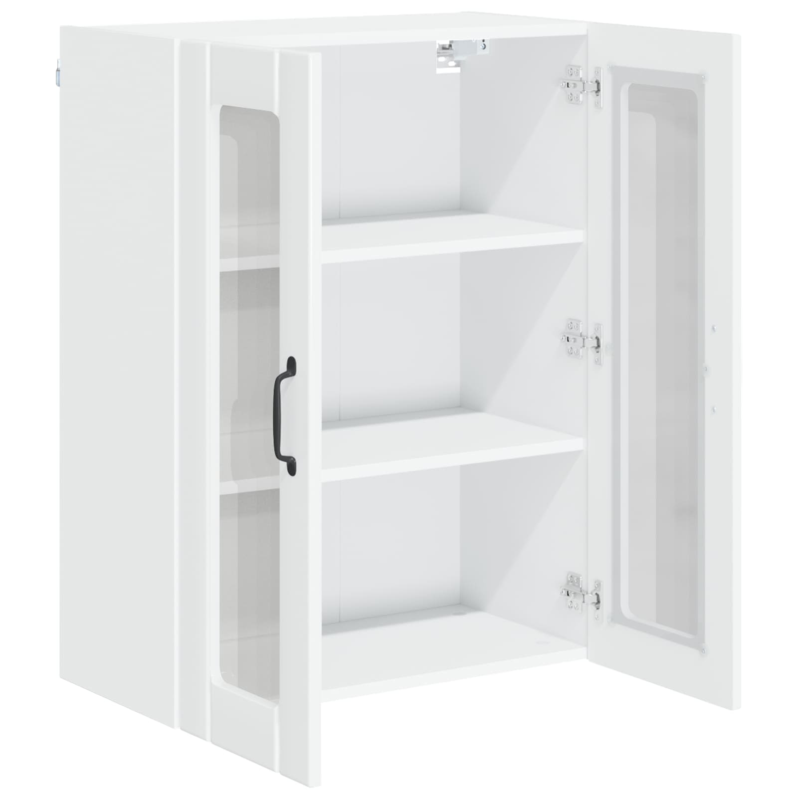 Wall Glass Cabinet LUCCA High Gloss White 60 x 31 x 80 cm