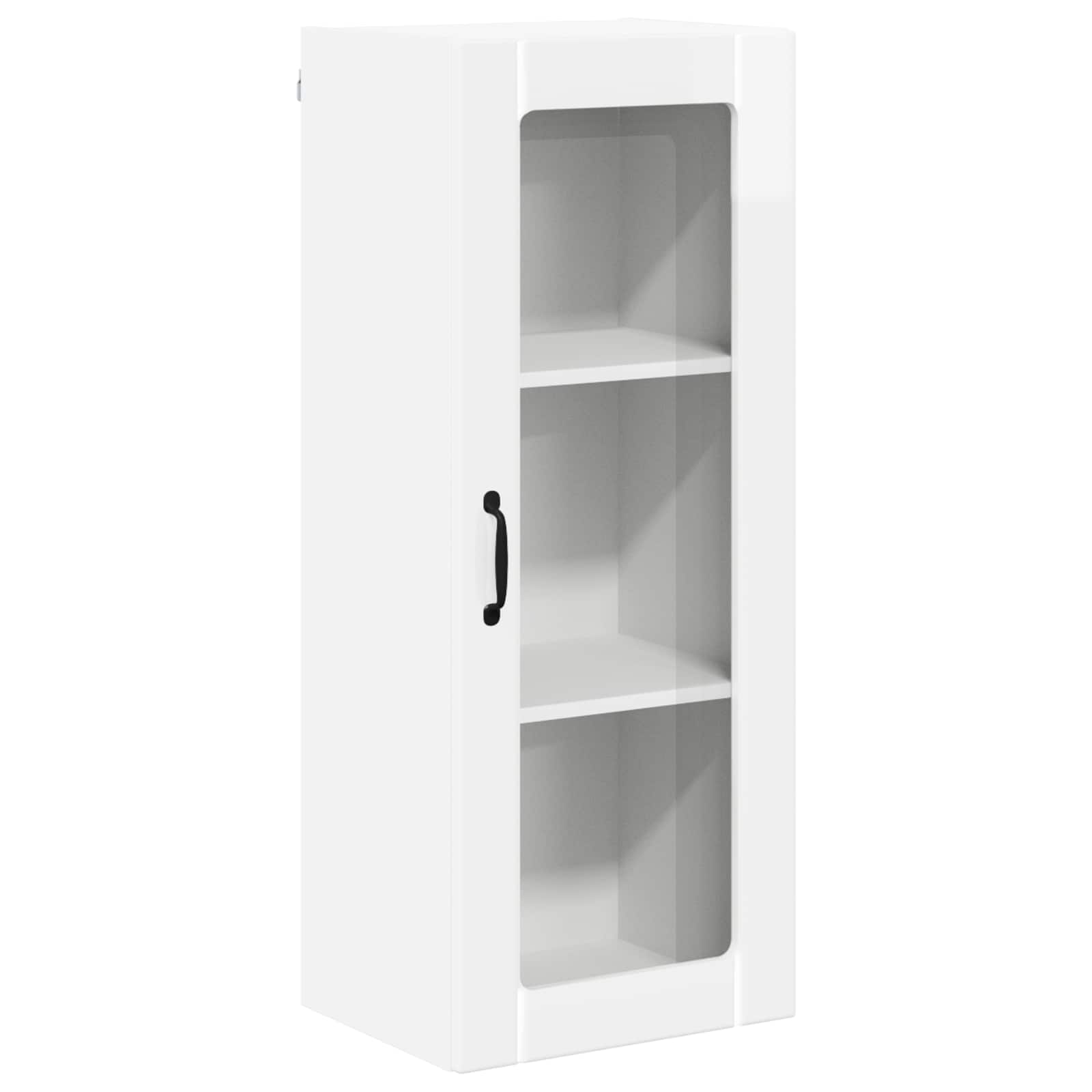 Wall Glass Cabinet LUCCA High Gloss White 40 x 31 x 100 cm