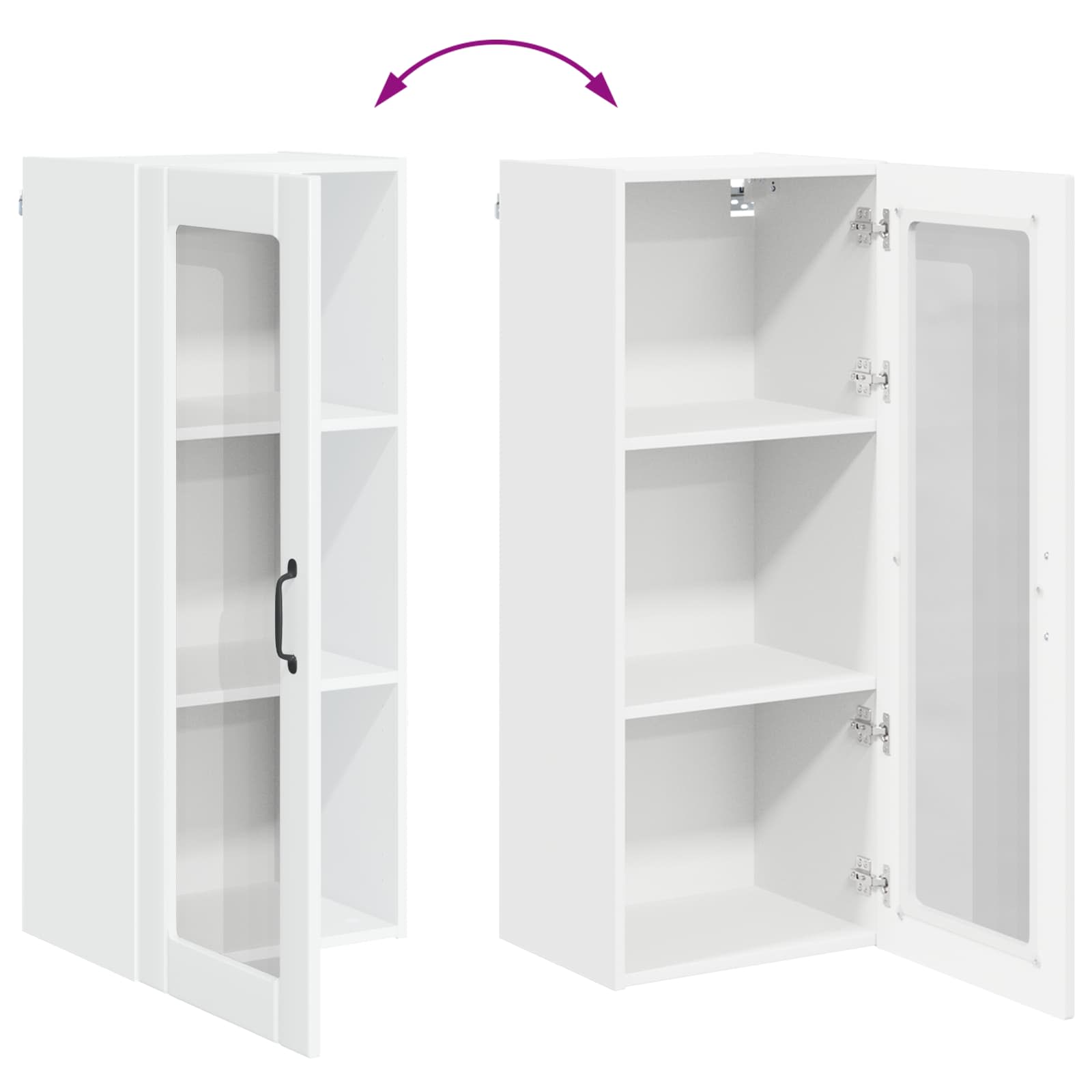 Wall Glass Cabinet LUCCA High Gloss White 40 x 31 x 100 cm