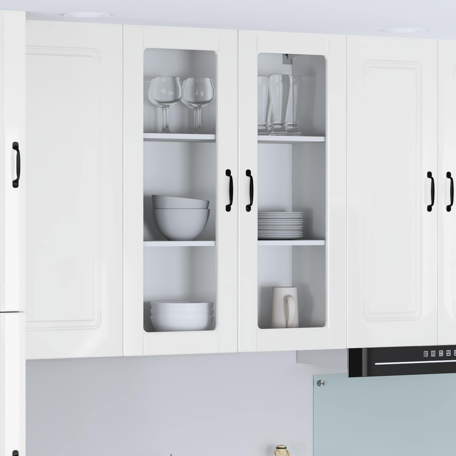 Wall Glass Cabinet LUCCA High Gloss White 80 x 31 x 100 cm