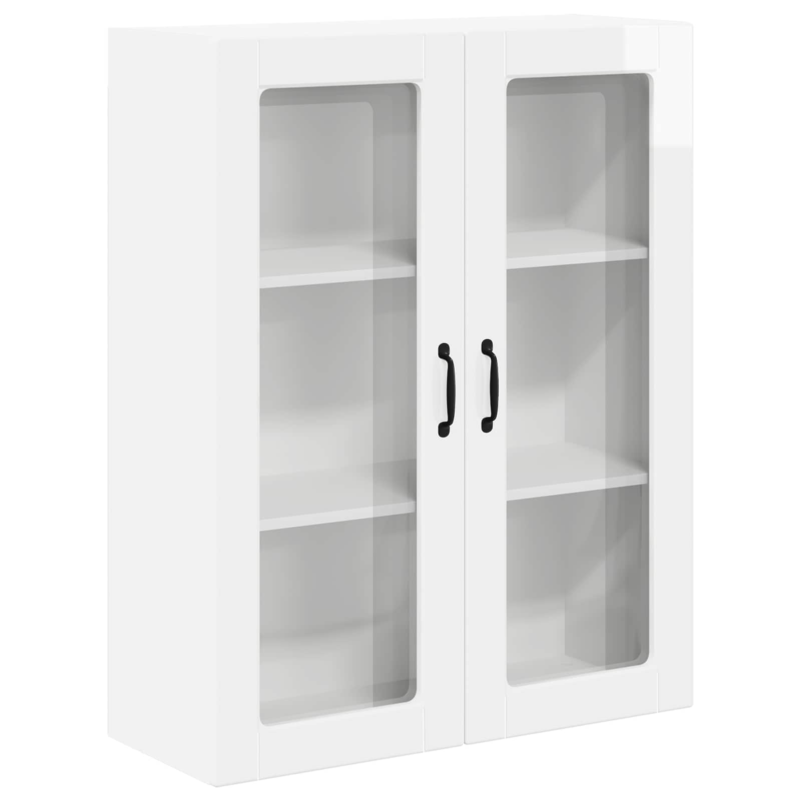Wall Glass Cabinet LUCCA High Gloss White 80 x 31 x 100 cm
