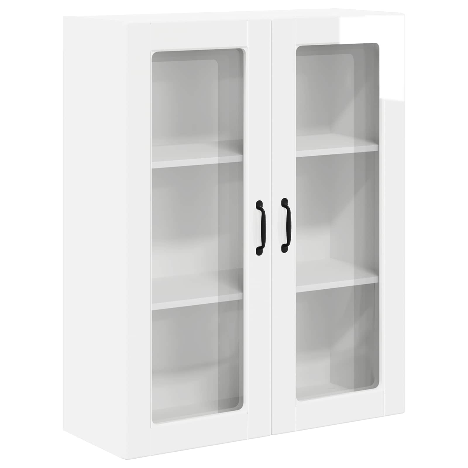 Wall Glass Cabinet LUCCA High Gloss White 80 x 31 x 100 cm