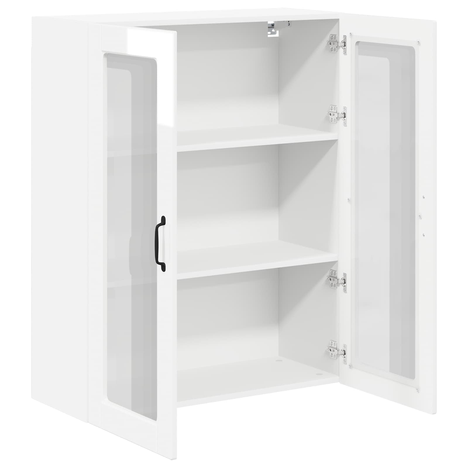 Wall Glass Cabinet LUCCA High Gloss White 80 x 31 x 100 cm