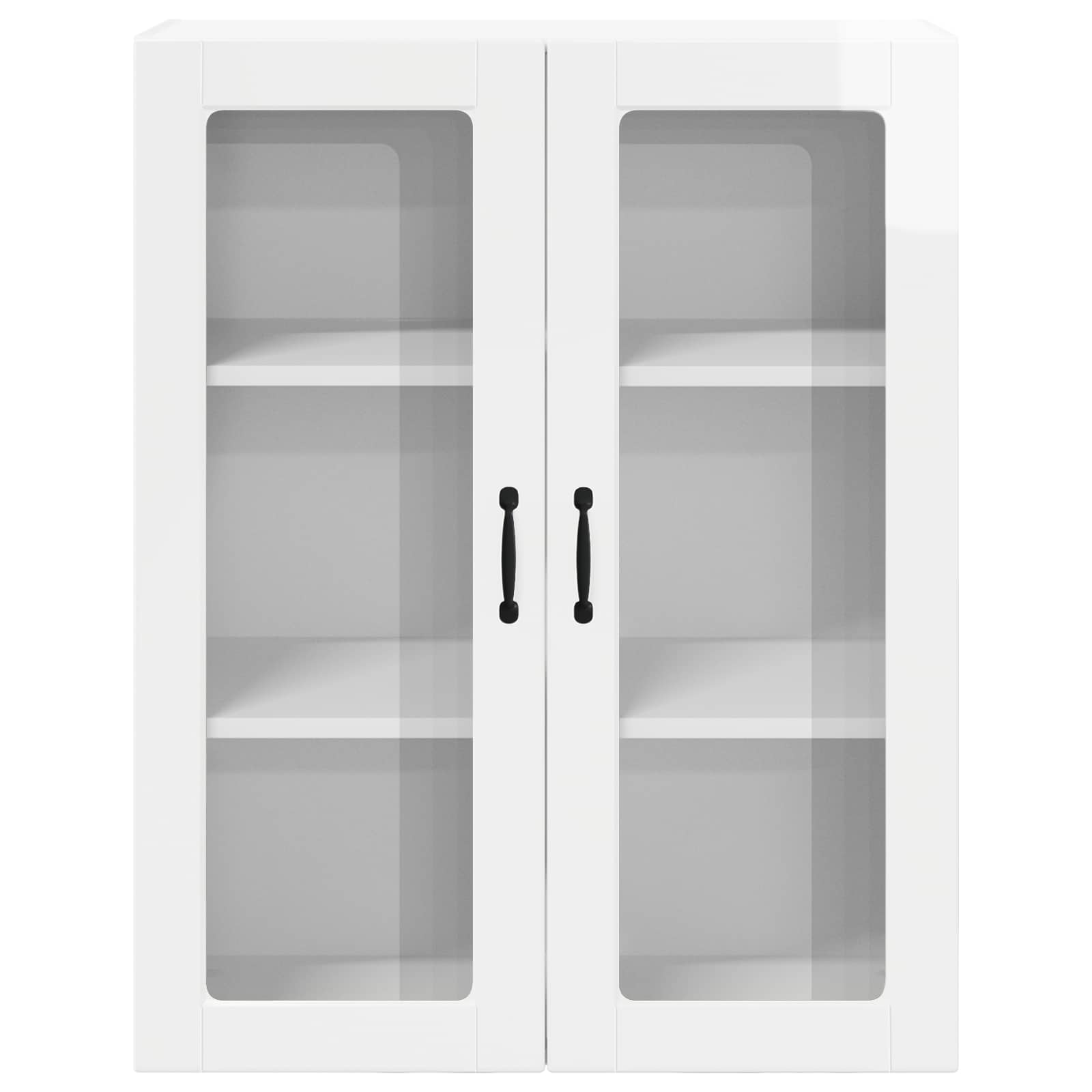 Wall Glass Cabinet LUCCA High Gloss White 80 x 31 x 100 cm